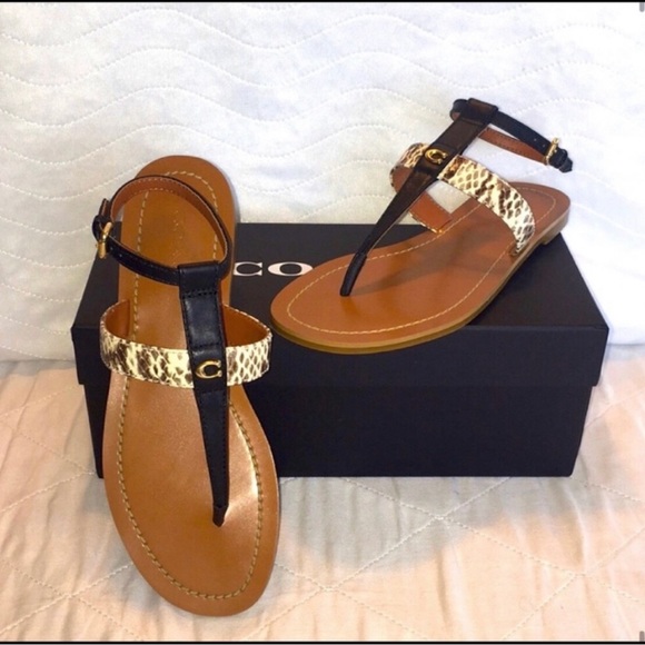 Coach Black/Natural Sandals Size 8 - Picture 13 of 15